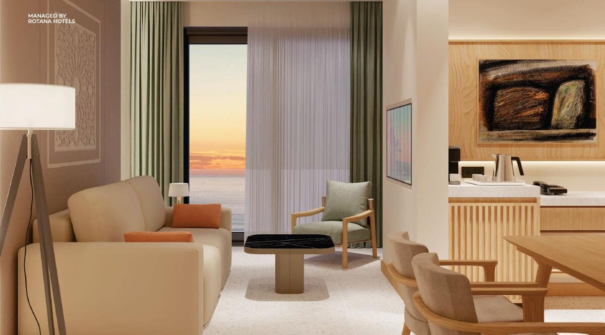 Developer's rendering: A suite with kitchen and dining area