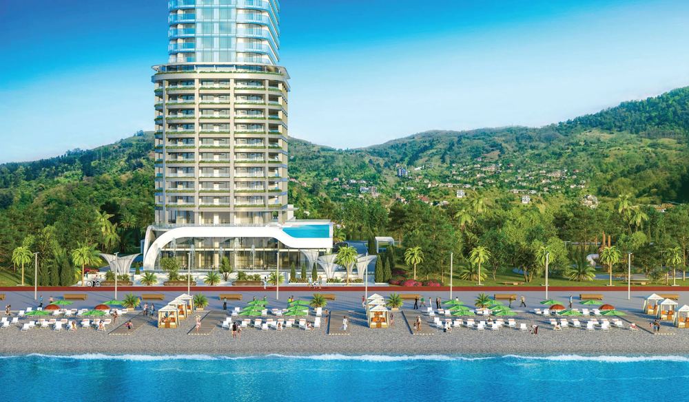Developer's rendering: The tower behind its private beach